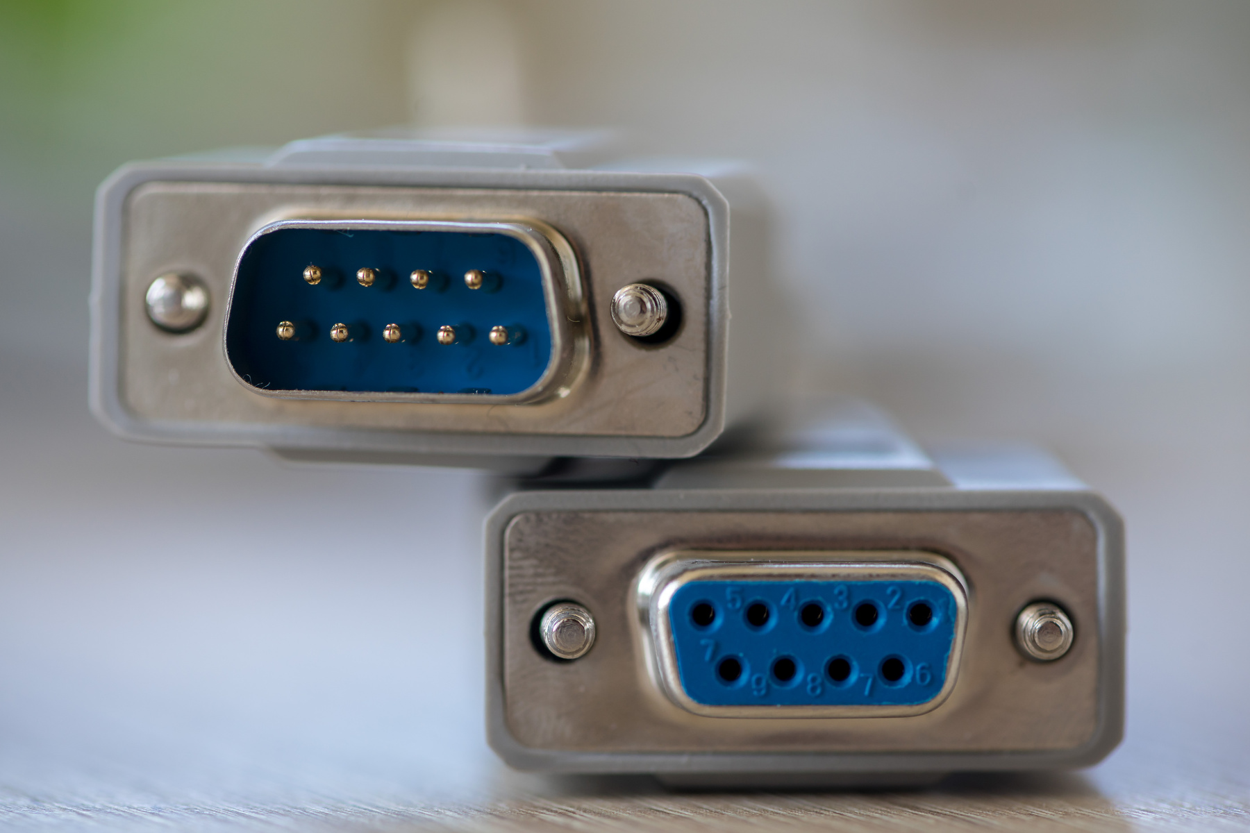 Close-up of a serial port